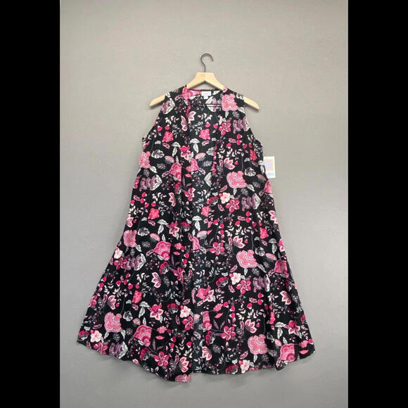 LulaRoe Womens Black Floral Vest Maxi Pink Flowers Sleeveless NWT Size Small - Picture 1 of 11